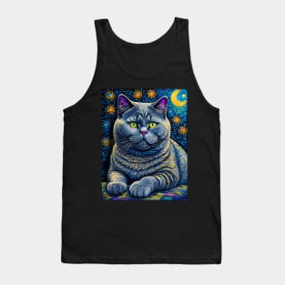 The British Shorthair Cat in starry night Tank Top